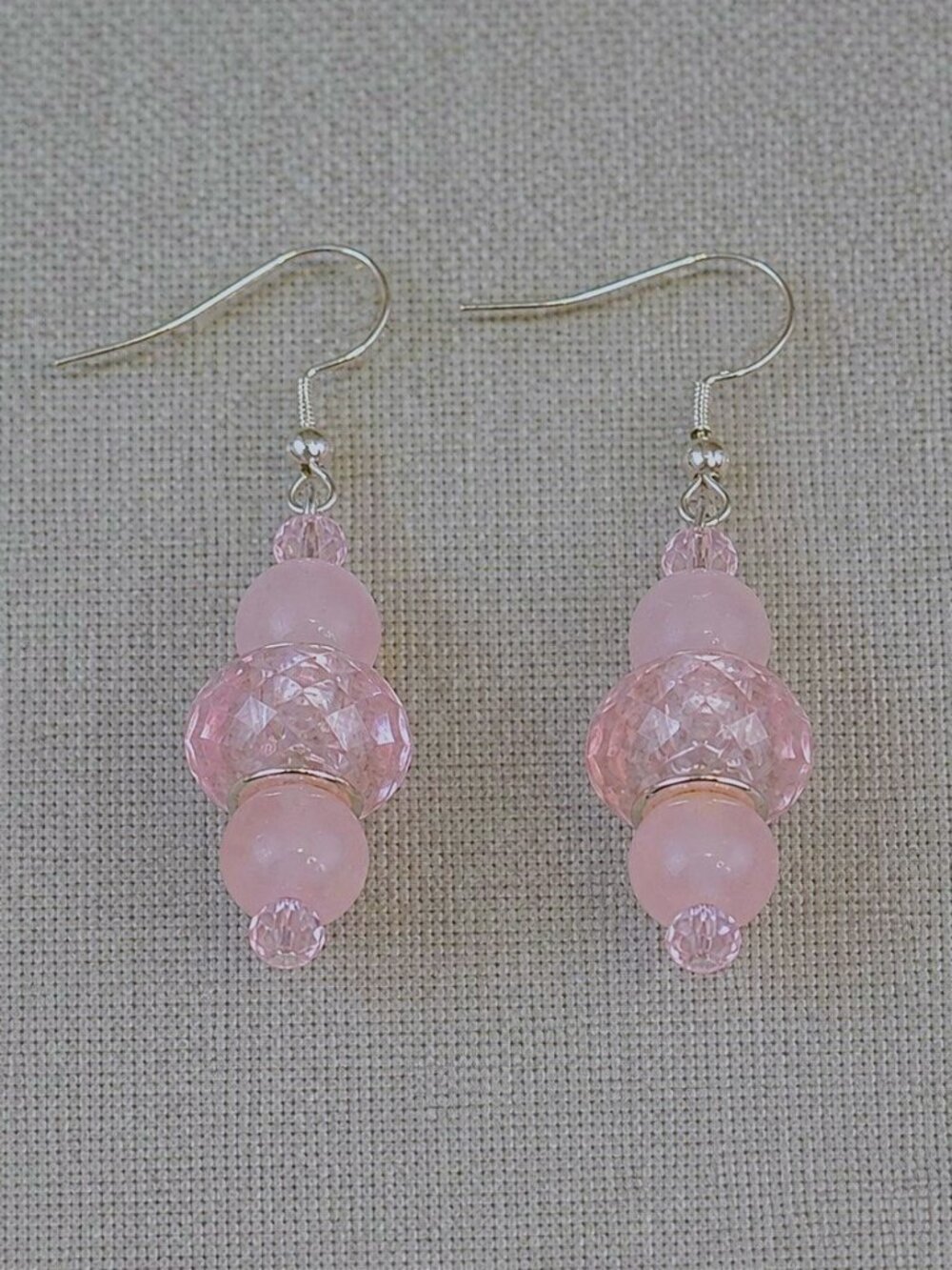 Rose Quartz Dangle Earrings - Picture 3 of 3